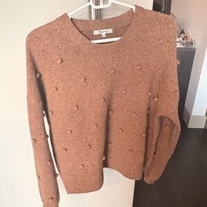 Madewell Brown Crewneck Sweater with Pom Pom Details